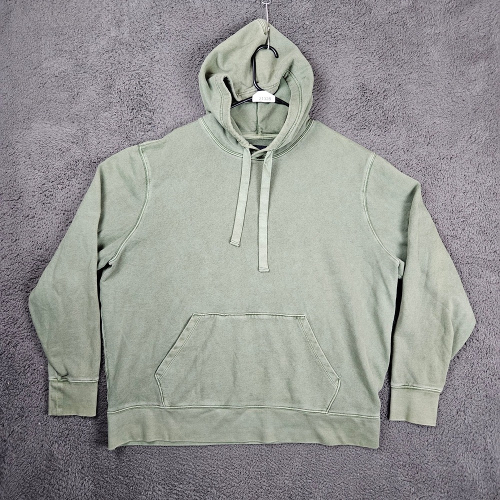 Lucky Brand Mens Sage Green French Terry Pullover Hoodie Sweatshirt Large